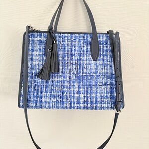 Kate Spade Blue and White Tweed Shoulder Bag